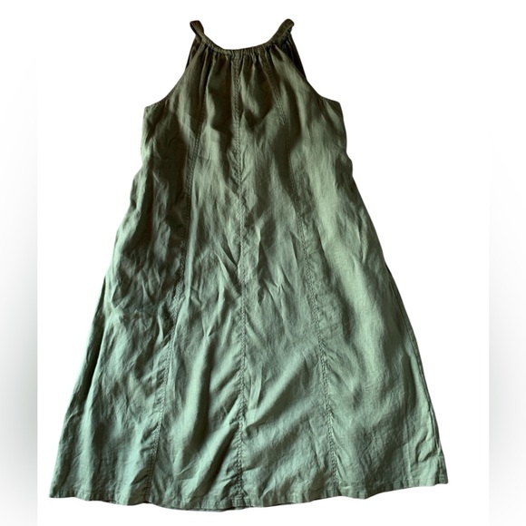 Tommy Bahama halter maxi dress linen pockets size large olive green flowy boho - Picture 7 of 16